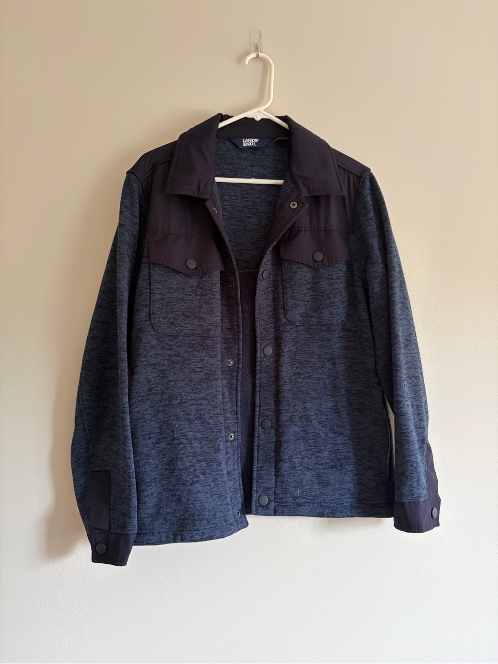 Lands' End Men's Navy Heather Lightweight Shirt Jacket